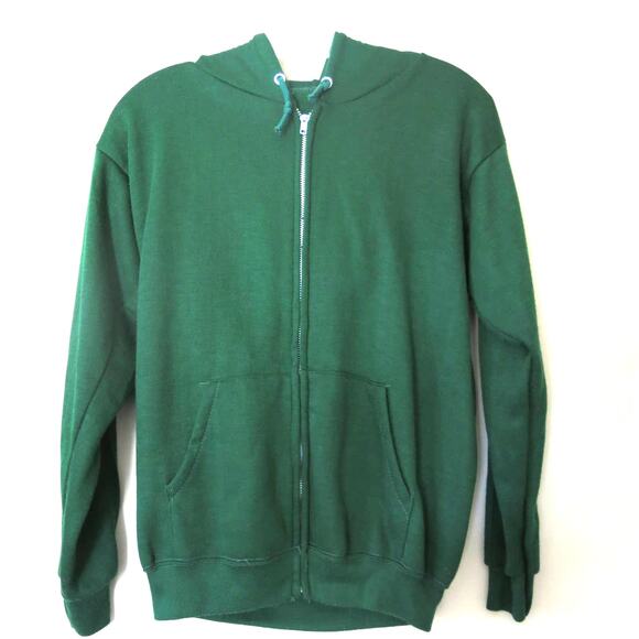 VINTAGE 1970's SEARS Perma Prest Zip Hoodie Size S Sweatshirt Green Casual - Picture 4 of 8